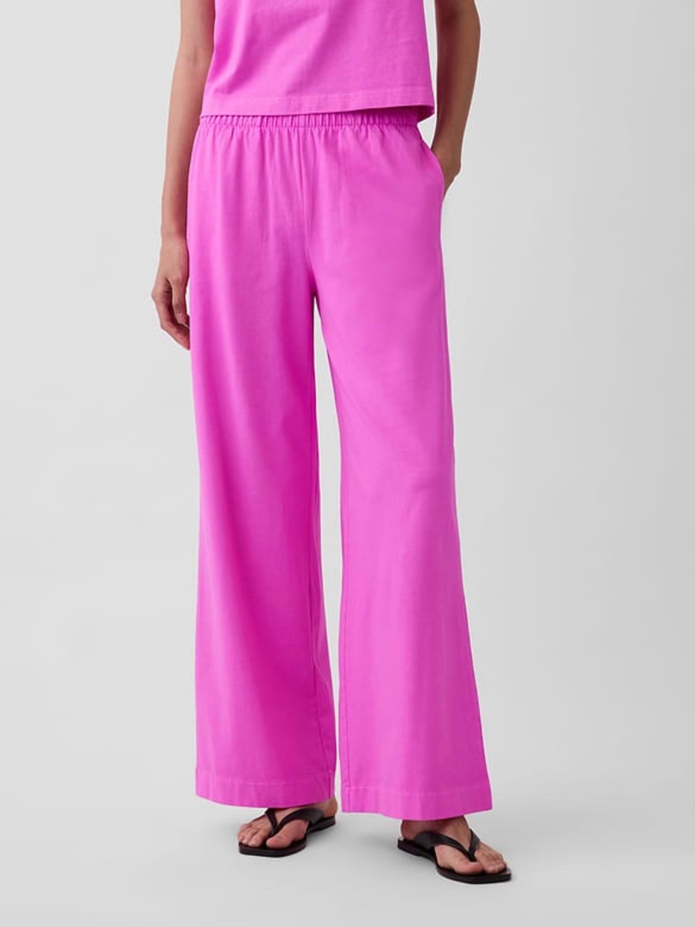 GAP Neon Pink Knit Wide- Leg Sweatpants Size Large Tall Women’s